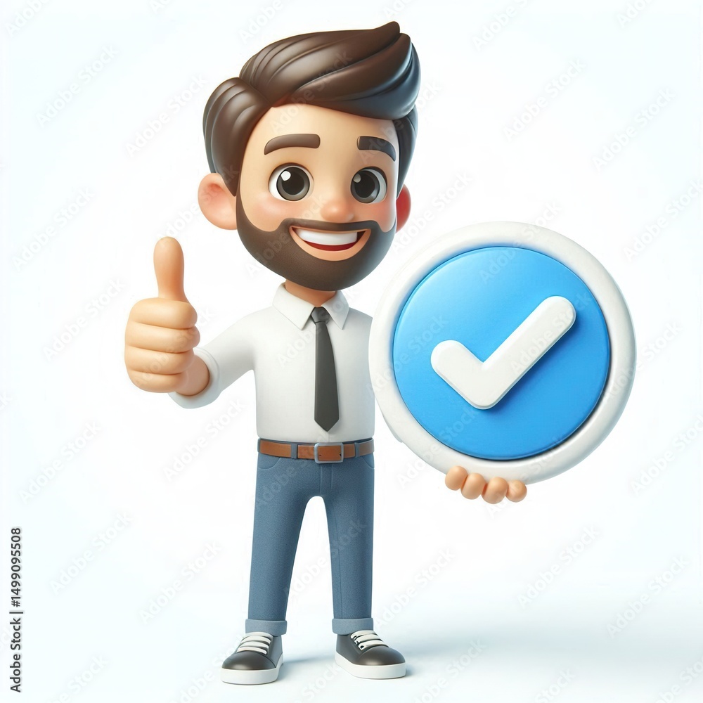 Animated character 3D image of Happy Man holding and pointing to a ...
