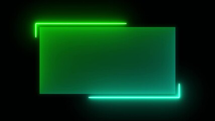 Poster - Abstract glowing blue and green color neon rectangle border frame looping background. Neon effect rectangle frame Loop background 4K