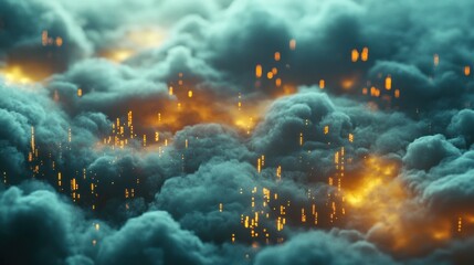 Wall Mural - City hidden in a dark, smoky cloud