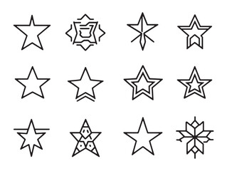 Poster - Full Star Black and White Line Drawing