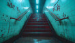 © Arif - Graffiti-Covered Stairway in a Turquoise-Tiled Underground Passa