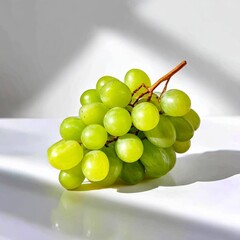 Aufkleber - Fresh Green Grapes in Sunlight: A Crisp and Refreshing Still Life with Bright Colors and Minimalist Background.