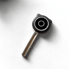 Poster - Modern Key on White Textured Surface with Minimalist Design and Contrasting Shadows Creating a Clean and Elegant Look.