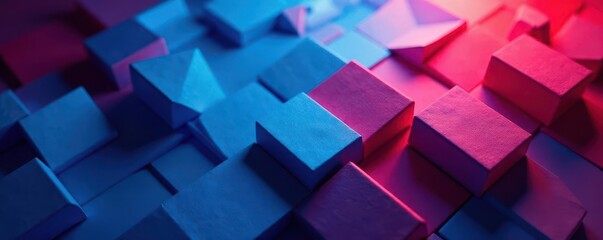 Abstract blue and red geometric shapes forming course modules, vector, online, element