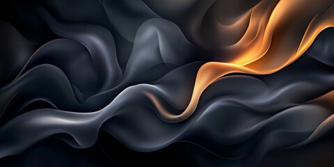 Poster - Dynamic Monochrome Liquid Wave Abstract Background Flowing Black and Golden Abstract Waves