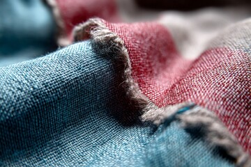 Poster - Close-up view of textured fabric showcasing vibrant colors and intricate details during daylight