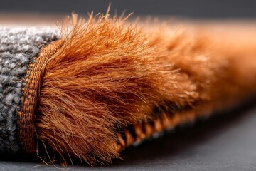 Poster - Textured fabric with striking orange fur accents displayed against a neutral background showcasing intricate craftsmanship