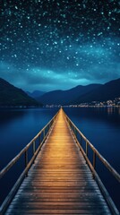 Wall Mural - beach bridge night outdoors.