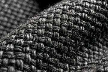 Aufkleber - Close-up view of textured black fabric showing intricate weaving patterns and fibers