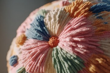 Aufkleber - Colorful handcrafted textile with floral design displayed indoors during daylight