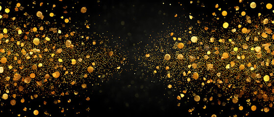 Aufkleber - Festive New Year theme with gold confetti on a black background, perfect for holiday celebrations and greetings.