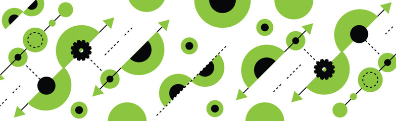 Poster - Abstract Geometric Figures Circles and Lines Banner Background in Green. Graphic design elements and resources vector art