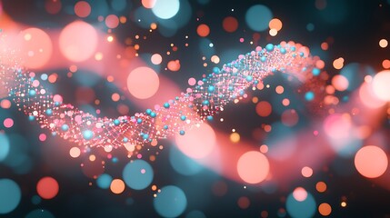 Poster -  Dynamic light patterns illustrating dna structure abstract background visual art digital realm close-up view science concept

