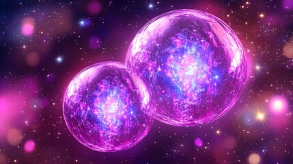 Poster -  Celestial event cosmic bubbles in outer space digital art vibrant universe abstract view sci-fi concept