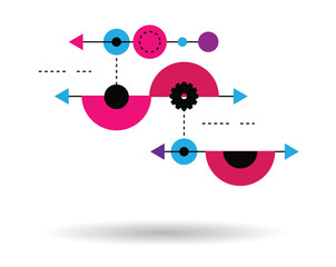 Poster - Simple Design Element Lines Circles and Semi Circles Colorful. Graphic design elements and resources vector art
