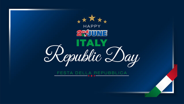 Festa della Repubblica Italiana = Italian Republic Holiday
Holiday design, background with handwriting and national flag colors for second of June, Italian Republic day, celebration event. 