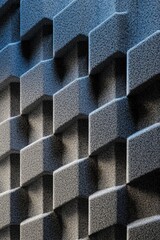 Fototapete - Geometric Close-Up Texture with Varied Shades of Blue in Zigzag Pattern - Modern Design Element with Depth and Dimension