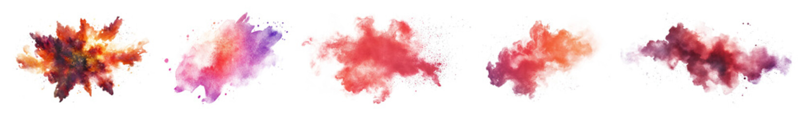 Poster - png vibrant watercolor splash art, element set on transparent background