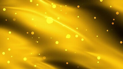 Poster - Golden Abstract Motion: Flowing Fabric with Sparkling Bokeh Particles Animation