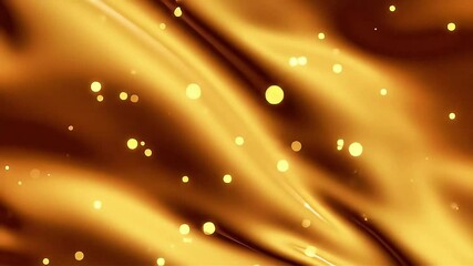 Poster - Golden Silk Abstract Background with Floating Light Particles Animation