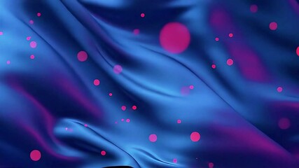 Poster - Flowing Blue Fabric with Floating Pink Orbs: Abstract Motion Graphics Video