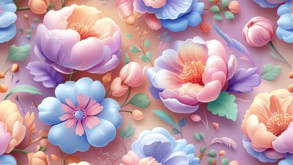 Wall Mural - pastel dream: a floral symphony of delicate hues