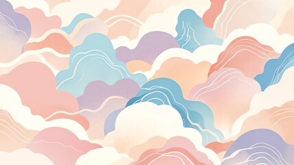 Wall Mural - pastel cloudscape: a dreamy abstract art print