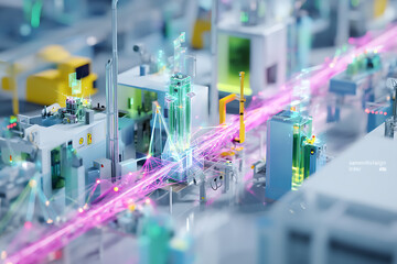 Leinwandbilder - Smart manufacturing plant utilizing IoT technology for enhanced efficiency and connectivity.