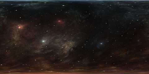 Wall Mural - 360 degree space nebula. giant interstellar cloud with stars, equirectangular projection, environmen
