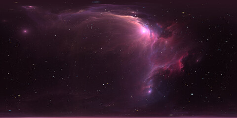 Wall Mural - 360 degree space nebula. giant interstellar cloud with stars, equirectangular projection, environmen