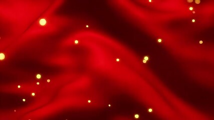 Poster - Flowing Red Fabric with Golden Bokeh Lights Abstract Video Background