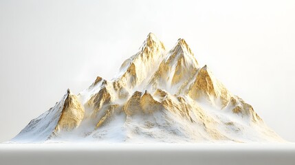 Poster - A digital rendering of a mountain range with snow and fog against a white background