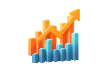 Poster - 3D bar chart with upward arrow, growth concept