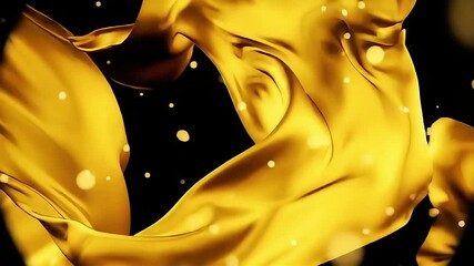 Aufkleber - Golden Fluid Motion: Abstract Flowing Liquid with Bokeh on Black Background