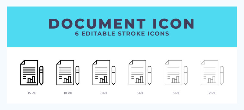 Document icon symbol. Outline. Lineal icon with editable stroke.