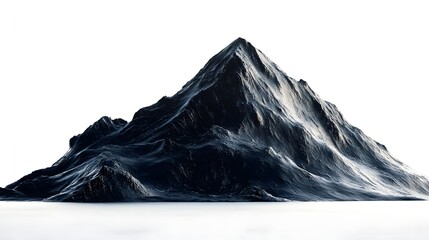 Poster - A digitally rendered mountain with a sharp peak against a white background in a studio shot