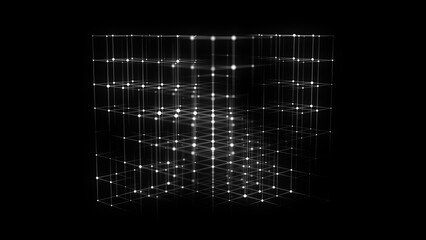 Wall Mural - Network connection structure in the form of a cube. Technology connect big data. Science background. Abstract geometric 3D objects. 3D rendering.