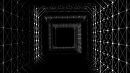 Sticker - abstract wireframe tunnel. wormhole. 3d portal grid. futuristic fantasy funnel. 3d rendering.