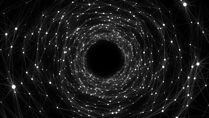 Sticker - abstract wireframe tunnel. science wormhole. 3d portal grid. futuristic fantasy funnel. 3d rendering