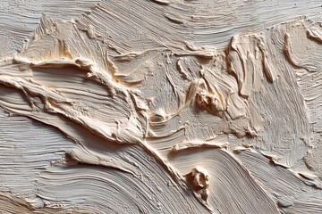 Poster - Close up abstract oil painting with visible brushstrokes and beige color palette, demonstrating texture and depth creating unique patterns and visual interest.