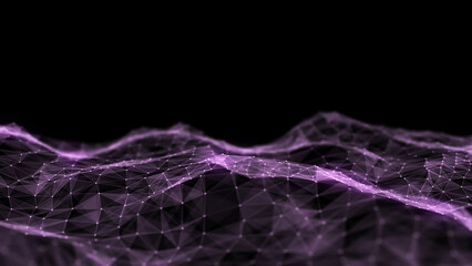 Sticker - abstract technology wave of particles and lines. big data visualization. background with motion dots