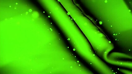 Poster - Abstract Green Fluid Motion with Floating Particles and Dark Wavy Lines