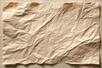 Poster - A close-up shot of crumpled beige paper, revealing its texture and folds, perfect for backgrounds, designs, and artistic projects, adding a natural and vintage feel.