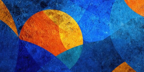 Leinwandbilder - Vibrant Abstract Shapes on Textured Blue Background