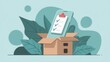 © Peluru - Efficient delivery illustration with checklist app in a cardboard box