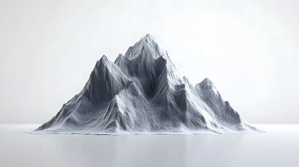 Poster - A digitally rendered mountain range with snow and ice on a white reflective surface backdrop