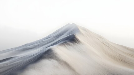 Poster - A serene view of a mountain peak shrouded in mist against a bright white sky creating a soft landscape