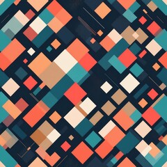 Aufkleber - Geometric pattern design background. The design is composed of various colorful squares, rectangles, and lines arranged in a dynamic, abstract composition. The shapes vary in size.