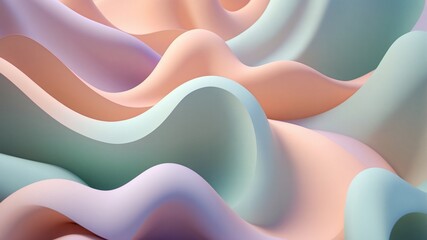Aufkleber - Abstract pastel waves with gentle curves and soft shadows. This image evokes a sense of tranquility and artistic elegance