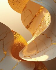 Aufkleber - an abstract artwork that showcases elegant curves and the stunning combination of marble with gold. The flowing lines of the design create a dynamic feel